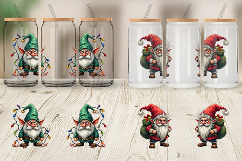 Glass Can Grumpy Gnome Christmas Sublimation artnoy 