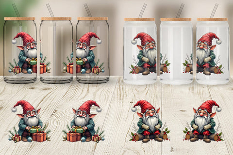 Glass Can Grumpy Gnome Christmas Sublimation artnoy 