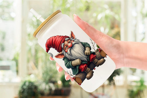 Glass Can Grumpy Gnome Christmas Sublimation artnoy 