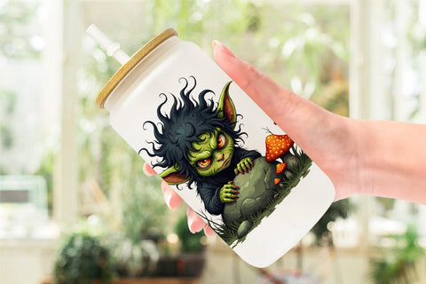 Glass Can Grumpy Goblin Sublimation artnoy 