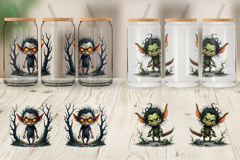 Glass Can Grumpy Goblin Sublimation artnoy 
