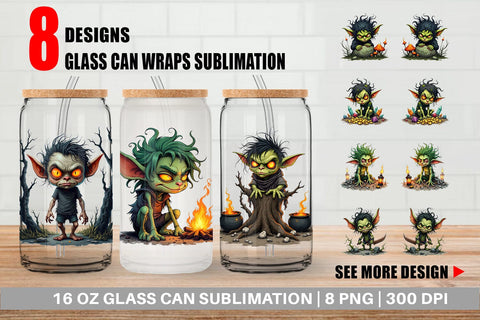 Glass Can Grumpy Goblin Sublimation artnoy 