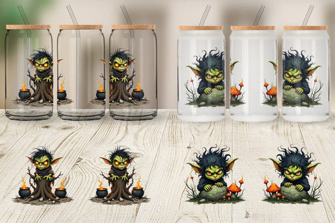 Glass Can Grumpy Goblin Sublimation artnoy 