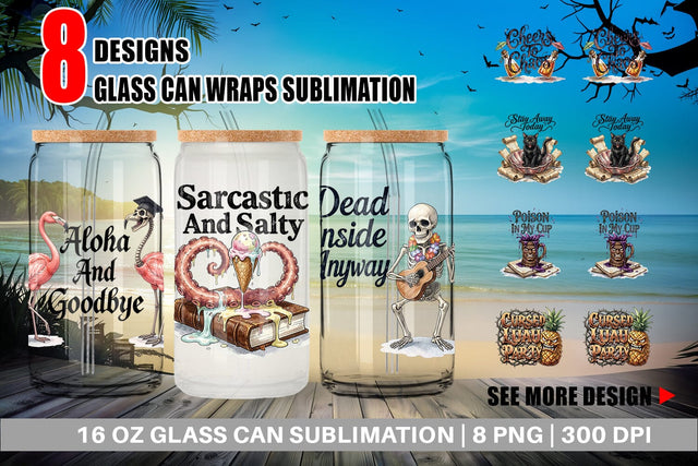 Glass Can Grumpy Gothic Summerween Quote Sublimation artnoy 