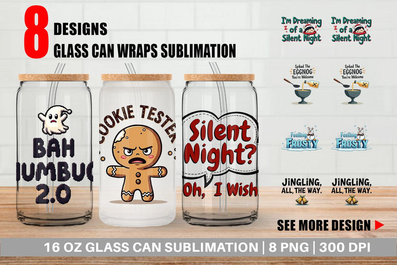Glass Can Grumpy Greetings A Bah Humbug Quote Sublimation artnoy 