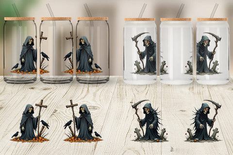 Glass Can Grumpy Grim Reaper Sublimation artnoy 