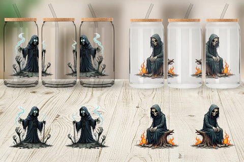 Glass Can Grumpy Grim Reaper Sublimation artnoy 