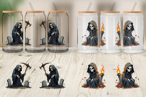 Glass Can Grumpy Grim Reaper Sublimation artnoy 