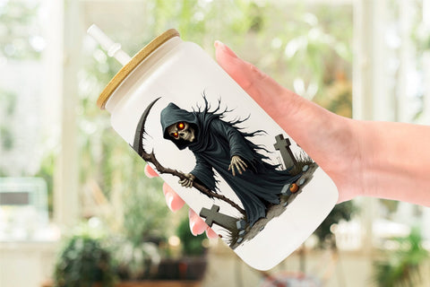 Glass Can Grumpy Grim Reaper Sublimation artnoy 