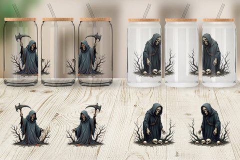 Glass Can Grumpy Grim Reaper Sublimation artnoy 