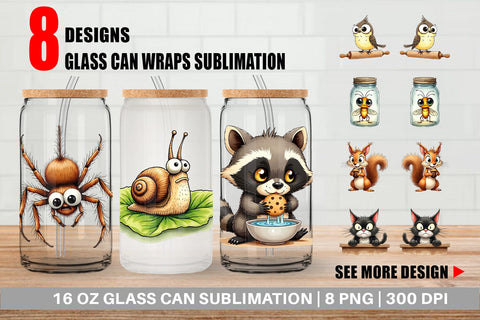 Glass Can Grumpy Kitchen Critters Sublimation artnoy 