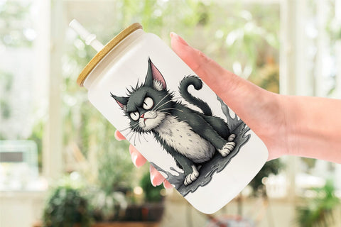 Glass Can Grumpy Kitty Sublimation artnoy 