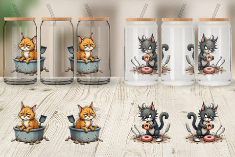 Glass Can Grumpy Kitty Sublimation artnoy 