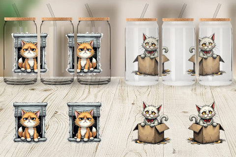Glass Can Grumpy Kitty Sublimation artnoy 