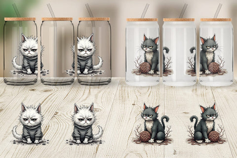 Glass Can Grumpy Kitty Sublimation artnoy 