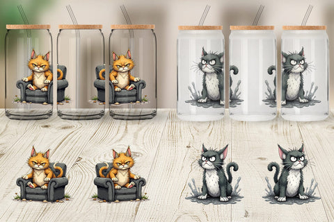 Glass Can Grumpy Kitty Sublimation artnoy 