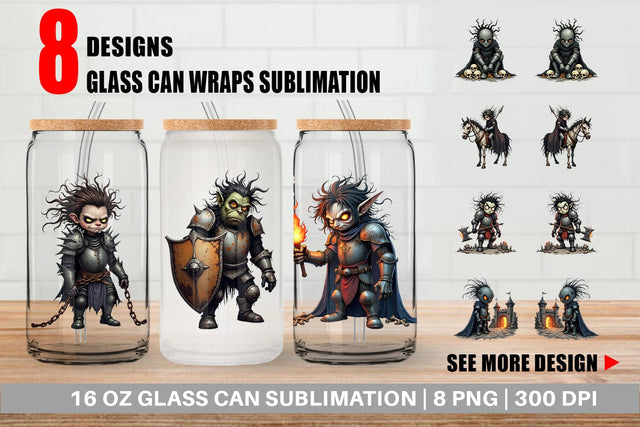 Glass Can Grumpy Knight Sublimation artnoy 