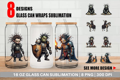 Glass Can Grumpy Knight Sublimation artnoy 