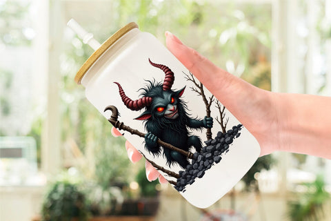 Glass Can Grumpy Krampus Sublimation artnoy 