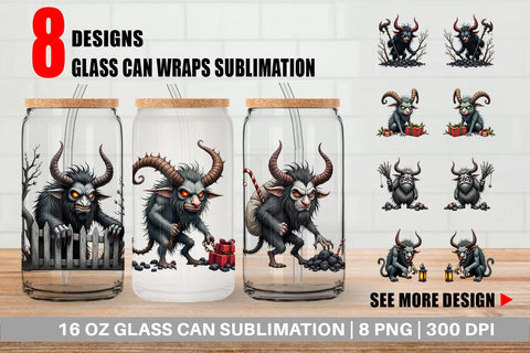 Glass Can Grumpy Krampus Sublimation artnoy 