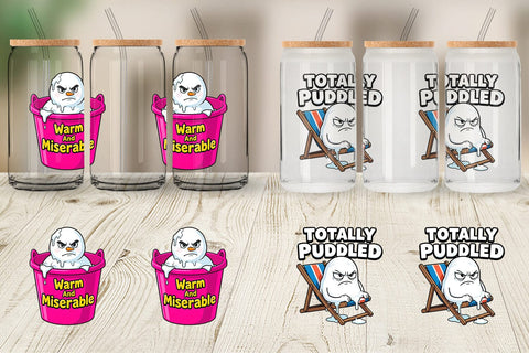 Glass Can Grumpy Melting Snowman Sarcastic Quotes Sublimation artnoy 