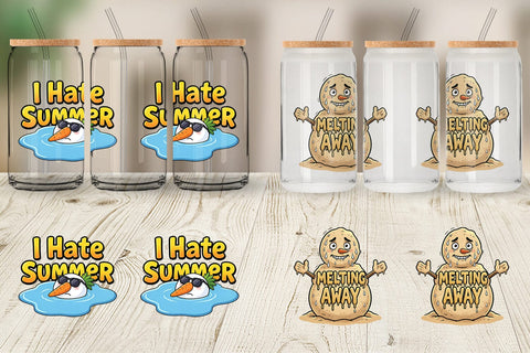 Glass Can Grumpy Melting Snowman Sarcastic Quotes Sublimation artnoy 