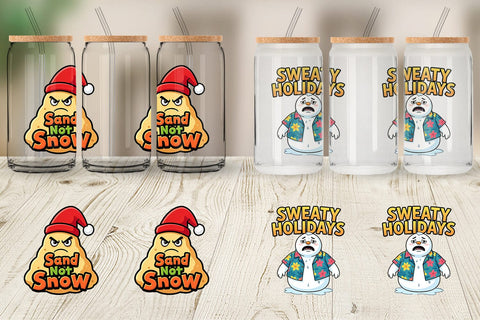Glass Can Grumpy Melting Snowman Sarcastic Quotes Sublimation artnoy 