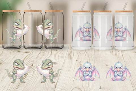 Glass Can Grumpy Monday Dino Sublimation artnoy 