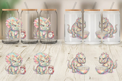 Glass Can Grumpy Monday Dino Sublimation artnoy 