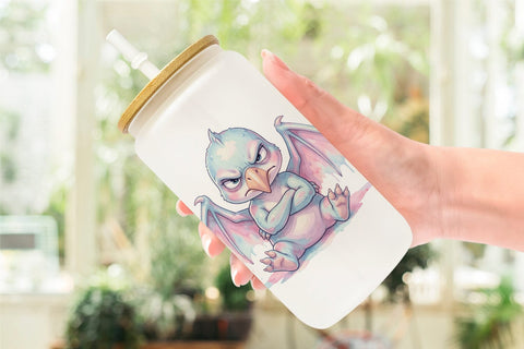 Glass Can Grumpy Monday Dino Sublimation artnoy 
