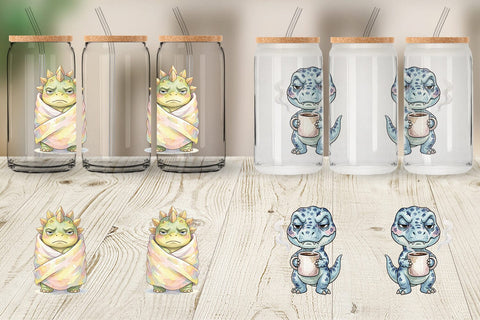 Glass Can Grumpy Monday Dino Sublimation artnoy 