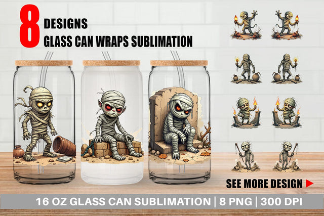 Glass Can Grumpy Mummy Sublimation artnoy 