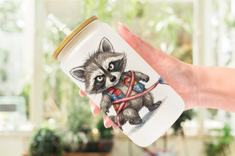 Glass Can Grumpy Patriotic Pets Ink Sublimation artnoy 