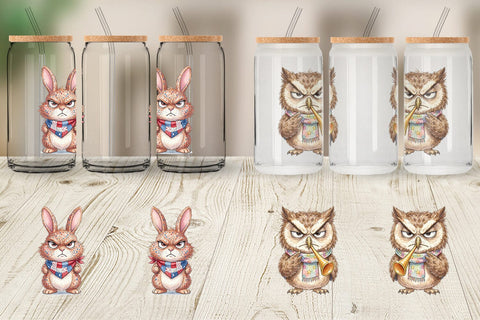 Glass Can Grumpy Patriotic Pets Ink Sublimation artnoy 