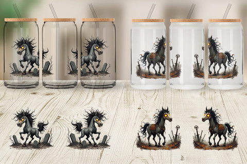 Glass Can Grumpy Phantom Horse Sublimation artnoy 