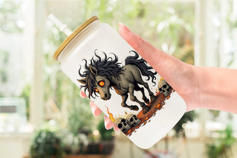 Glass Can Grumpy Phantom Horse Sublimation artnoy 