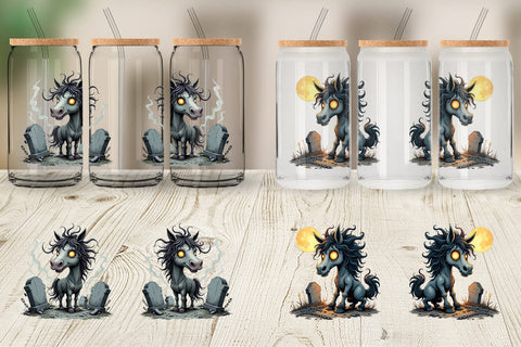 Glass Can Grumpy Phantom Horse Sublimation artnoy 