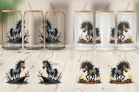 Glass Can Grumpy Phantom Horse Sublimation artnoy 