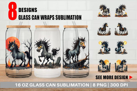Glass Can Grumpy Phantom Horse Sublimation artnoy 