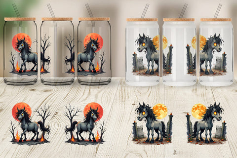 Glass Can Grumpy Phantom Horse Sublimation artnoy 