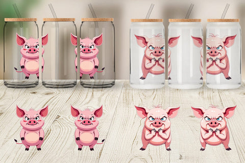 Glass Can Grumpy Pig Sublimation artnoy 