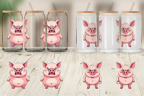 Glass Can Grumpy Pig Sublimation artnoy 
