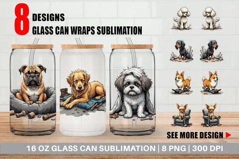 Glass Can Grumpy Pooch Sublimation artnoy 