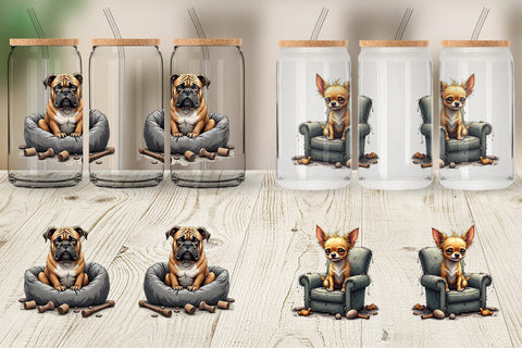 Glass Can Grumpy Pooch Sublimation artnoy 