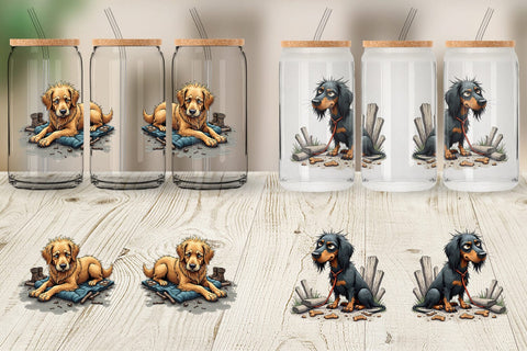 Glass Can Grumpy Pooch Sublimation artnoy 