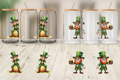 Glass Can Grumpy Retro Leprechaun Sublimation artnoy 