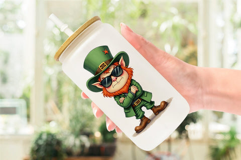 Glass Can Grumpy Retro Leprechaun Sublimation artnoy 