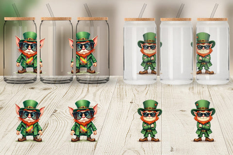 Glass Can Grumpy Retro Leprechaun Sublimation artnoy 