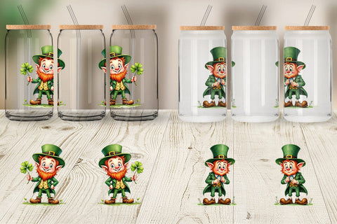 Glass Can Grumpy Retro Leprechaun Sublimation artnoy 