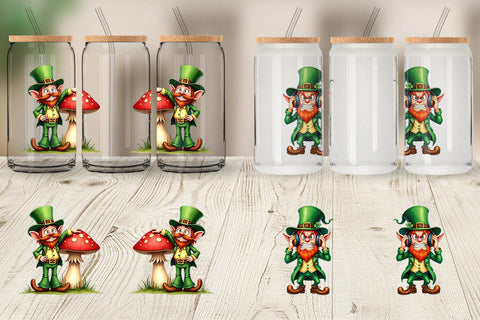Glass Can Grumpy Retro Leprechaun Sublimation artnoy 